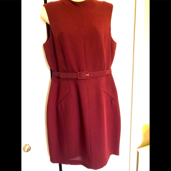 Talbots Dresses Burgundy Dress Belt At Waist Back Zipper Poshmark